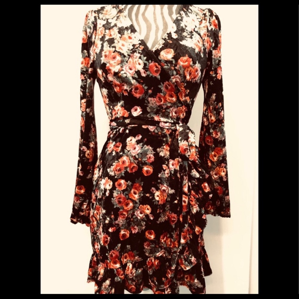 Free People Velvet Wrap Dress Size M